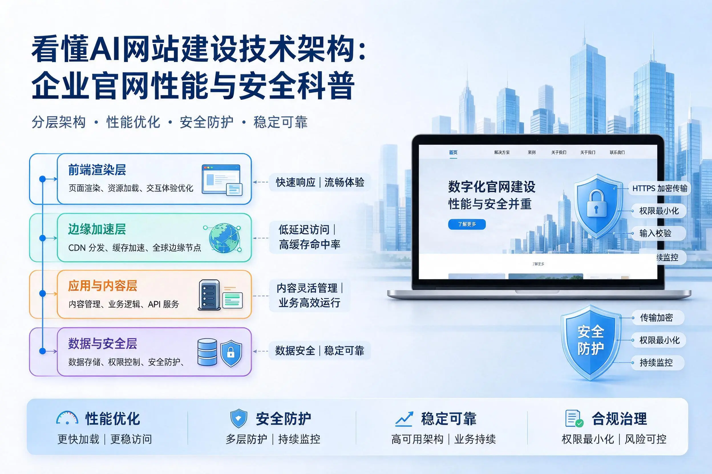 看懂AI网站建设技术架构：呼伦贝尔企业官网性能与安全科普