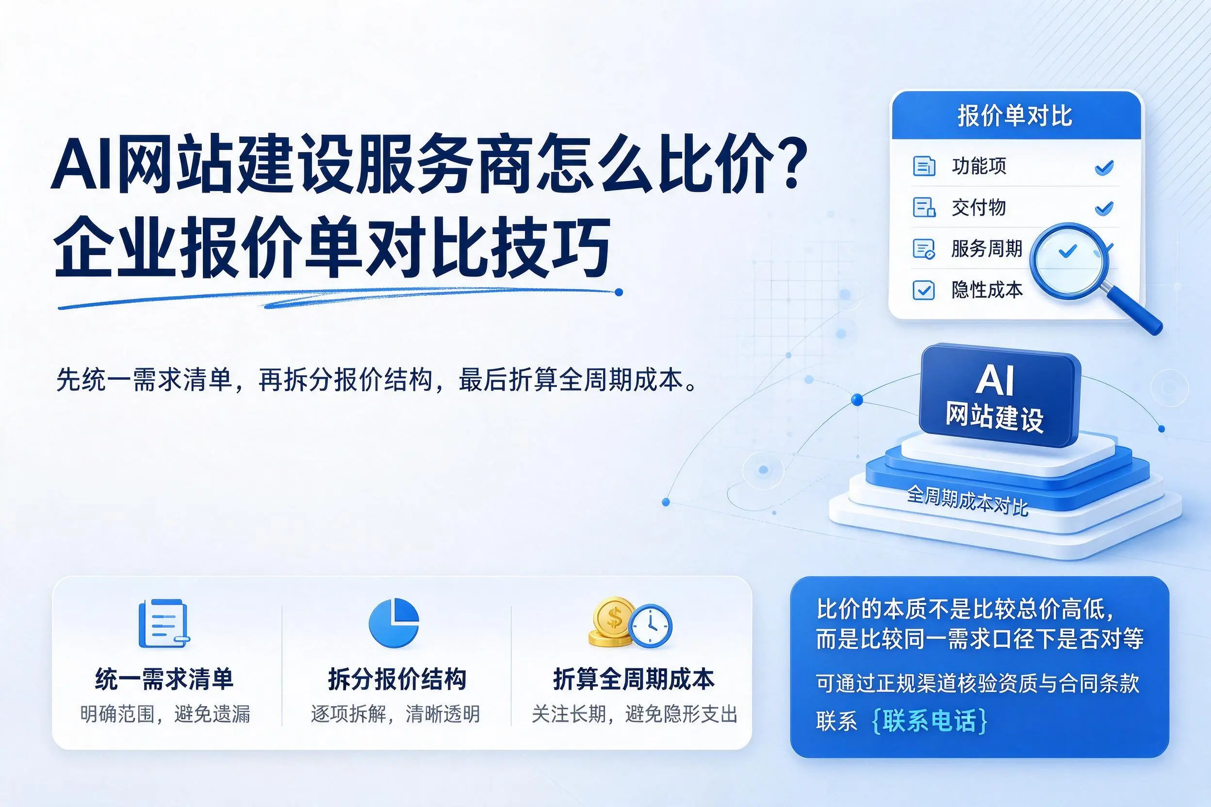 AI网站建设服务商怎么比价？呼伦贝尔企业报价单对比技巧