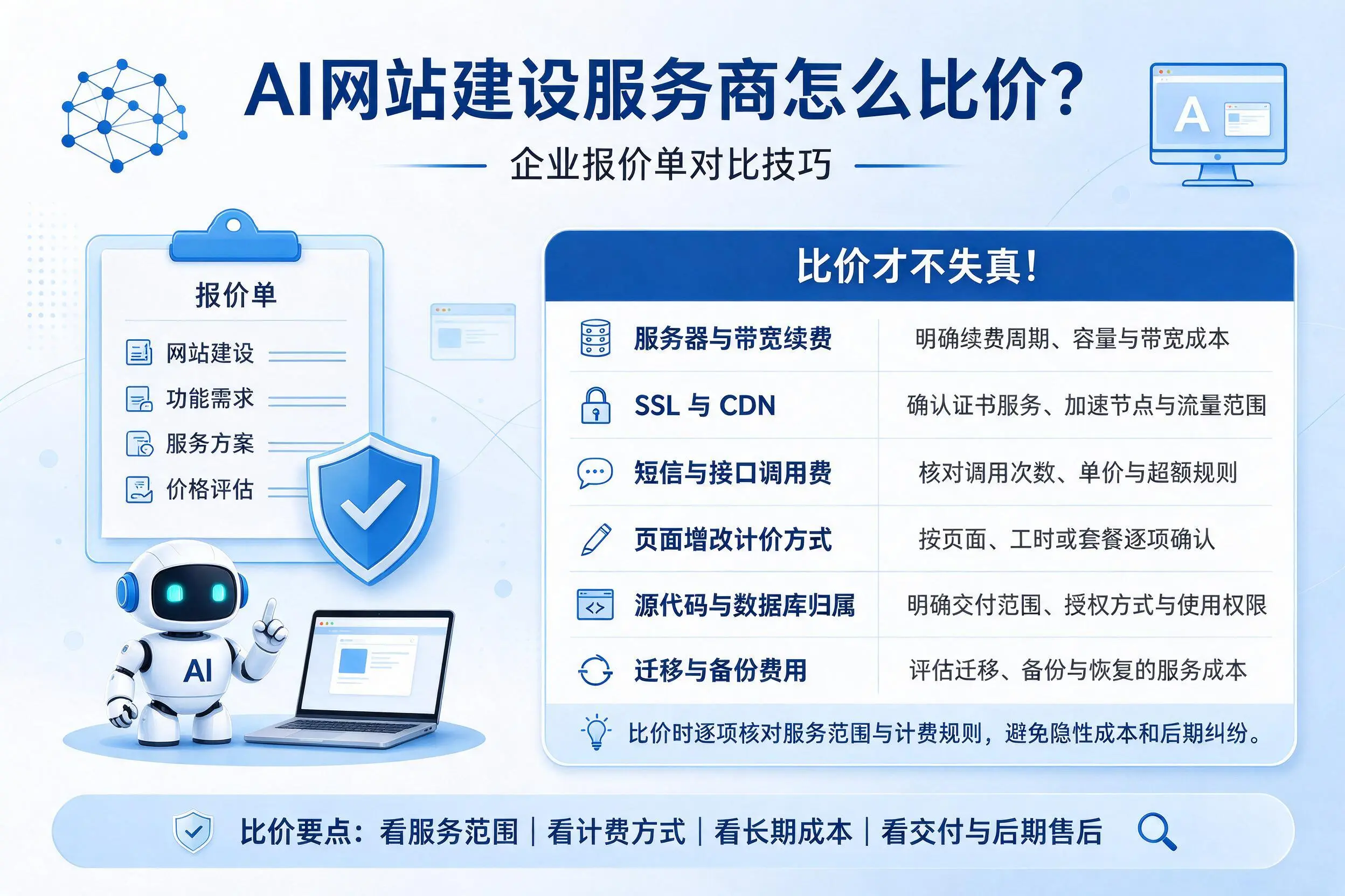 AI网站建设服务商怎么比价？呼伦贝尔企业报价单对比技巧